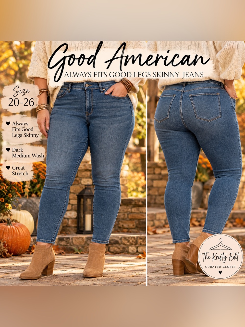 Good American Always Fits Good Legs Skinny Jeans Blue Size 20-26 NWT